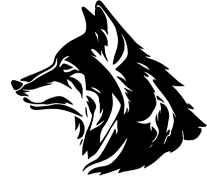 Striking black wolf stencil captures wild essence. AI-generated. png