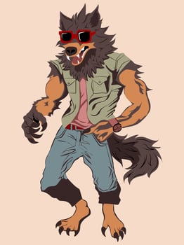 werewolf cartoon cool vector
