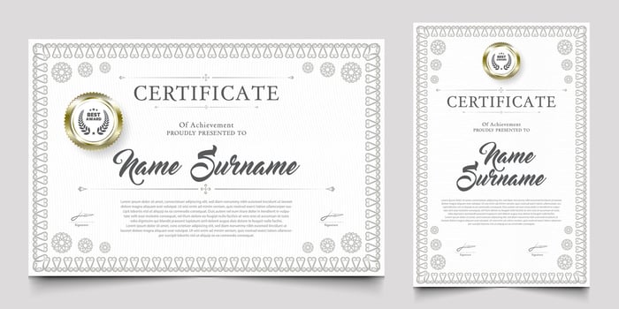 Certificate design with a vintage or retro theme. cherished element of companies, schools, events. vector