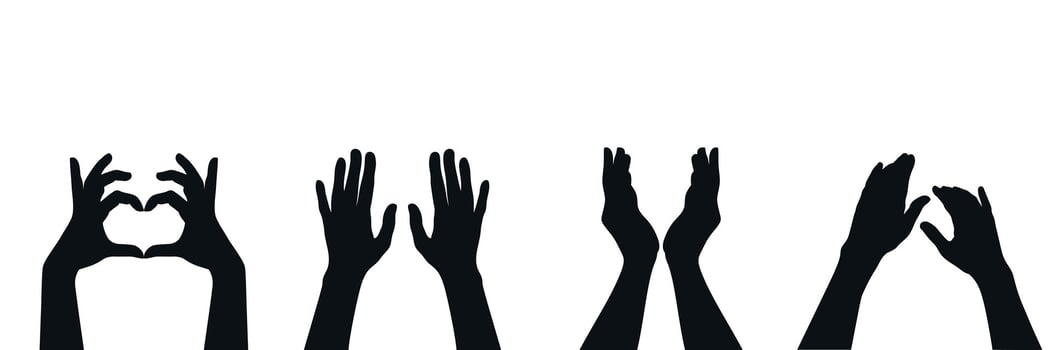 Set of two hands gestures silhouettes. Set of different hand gestures. illustration vector