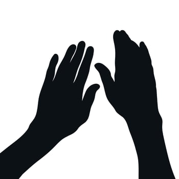 Silhouette of Hands stroking the surface. Human hands silhouette. illustration vector
