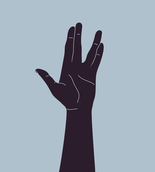 Hand making Vulcan salute gesture. Live long and prosper hand sign. illustration vector