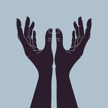Hand drawn raised hands reaching out to something. Raised hands. illustration vector