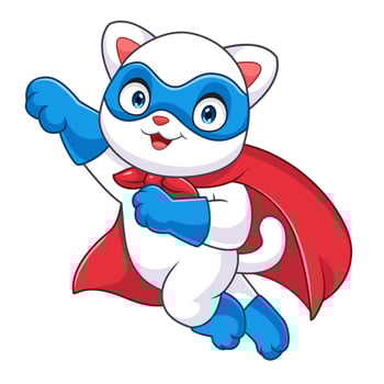 Cartoon superhero cat with eyes mask vector