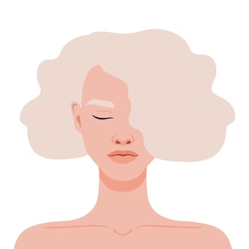 Beautiful blond woman with closed eyes full face portrait. Young female abstract avatar. illustration vector