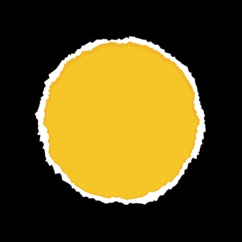 Cut and torn paper round shape template with empty space for text. Black and yellow template. illustration vector