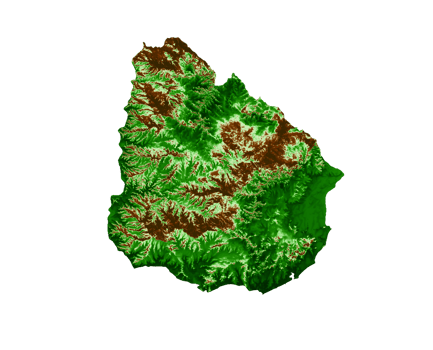 Uruguay Topographic Map 3d realistic map Color 3d illustration png