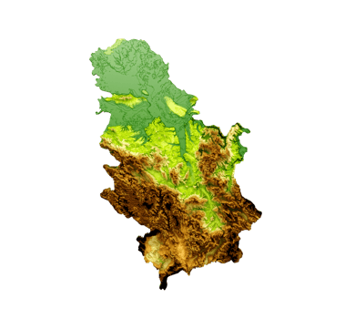 Serbia Map Shaded relief Color Height map 3d illustration png