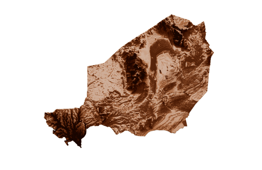 Map of Niger in old style, brown graphics in a retro style Vintage Style. High detailed 3d illustration png