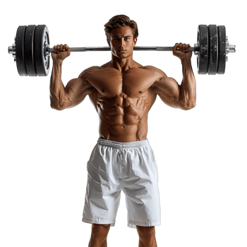 bodybuilder is lifting a barbell isolated on transparent background , png