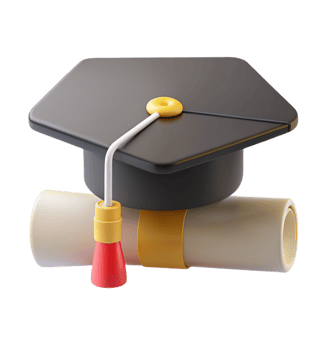 Graduation Hat with Rolled Certificate 3d Icon png