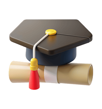 Graduation Hat with Rolled Certificate 3d Render png