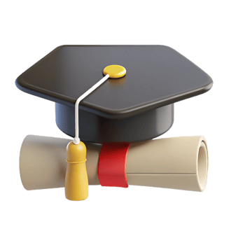 Graduation Hat with Rolled Certificate 3d Item png