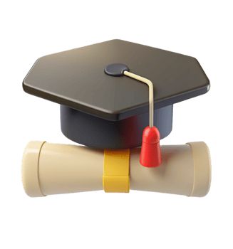 Graduation Hat with Rolled Certificate 3d Object png