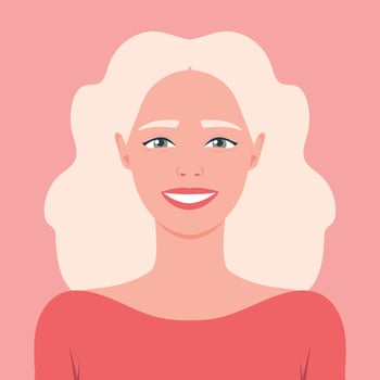 Portrait of a young smiling woman with blond hair. Avatar for social media. illustration vector