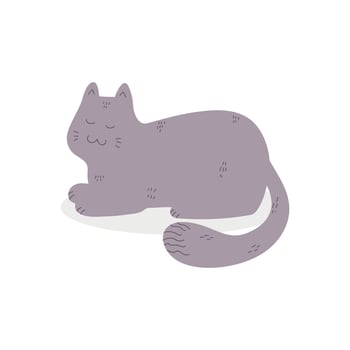 Cute hand drawn cat is sleeping in a loaf of bread pose. Kitty is asleep. illustration vector