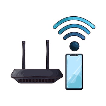 Illustration of wifi router and smartphone vector