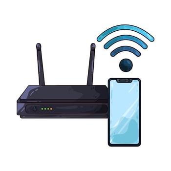 Illustration of wifi router with smartphone vector