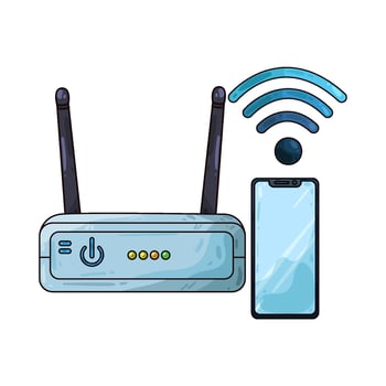 Illustration of wifi router with smartphone vector