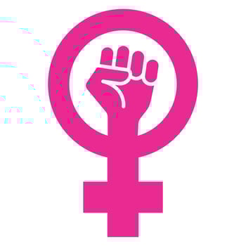 Pink feminism icon. Girls power symbol. Fight for your rights sign. Gender equality logo. vector