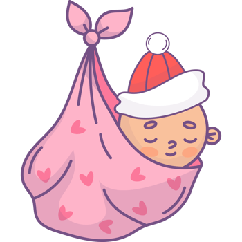 Christmas newborn girl in Santa hat in bundle png