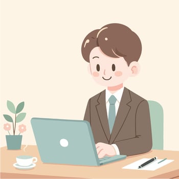 business person working on laptop. flat illustration vector