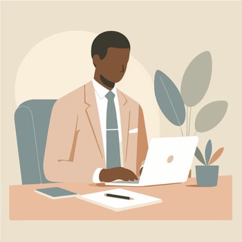 business person working on laptop. flat illustration vector