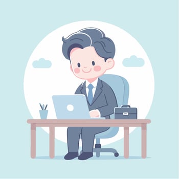 business person working on laptop. flat illustration vector