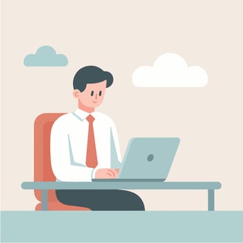 business person working on laptop. flat illustration vector