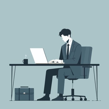 business person working on laptop. flat illustration vector