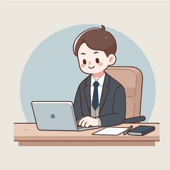 business person working on laptop. flat illustration vector