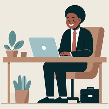 business person working on laptop. flat illustration vector