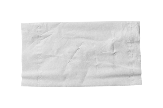Blank white tissue paper isolated on transparent background png