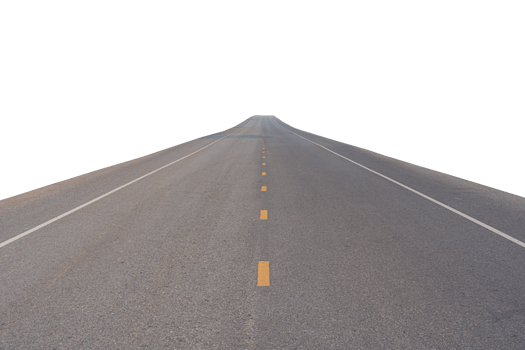 Empty asphalt road isolated on transparent background, File format. png