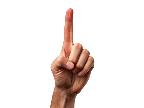 Hand of a man with raised index finger png