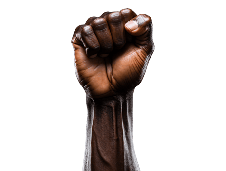 Male hand with raised fist png