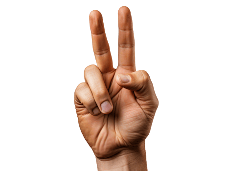 Male hand making peace sign png