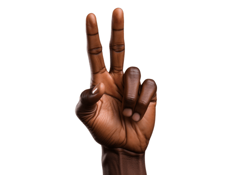 Male hand making peace sign png