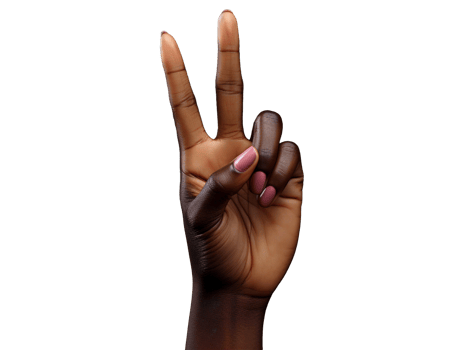 Womans hand making a peace sign png
