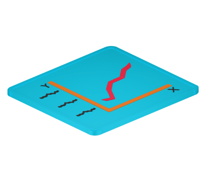 3D image illustrations of line graph with combination blue, black, pink, and orange color. Supine position png