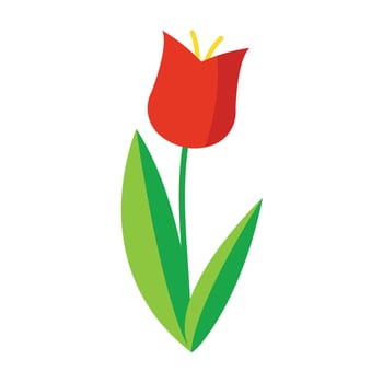 Illustration of a cartoon cute pink tulip. pink tulip symbol. pink tulip icon. vector