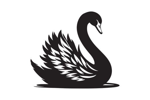 Swan silhouette art illustration. vector