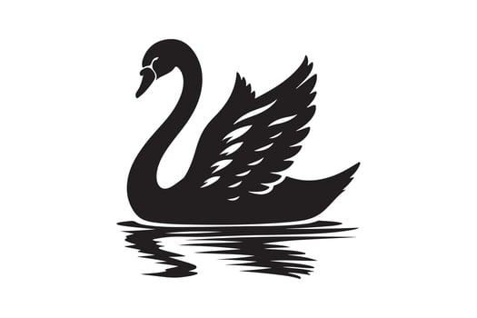 Swan silhouette art illustration. vector