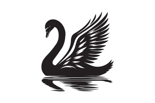 Swan silhouette art illustration. vector
