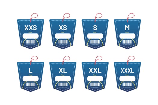 set clothing size labels size label tag Clothing neck label tag concept no border design vector