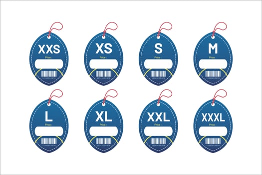 set clothing size labels size label tag Clothing neck label tag concept no border design vector