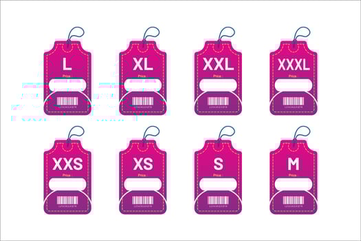 set clothing size labels size label tag Clothing neck label tag concept no border design vector