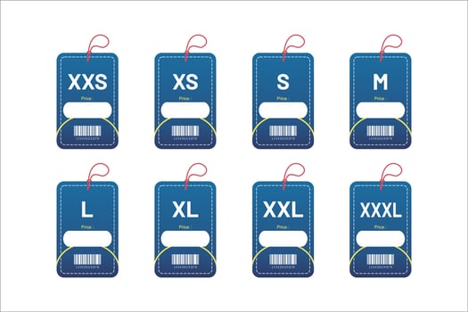 set clothing size labels size label tag Clothing neck label tag concept no border design vector