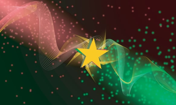 Gradient abstract design with red green light in black background and little dots in green and red design for burkina faso independence day template vector
