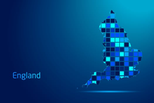 concepts of England Network Digital Technology Graphic illustration. Blue Color. Internet Futuristic Concept Map. vector
